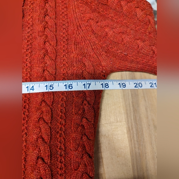 Vintage Cropped Pumpkin Orange Wool Cable Knit Cardigan Medium - Picture 6 of 9